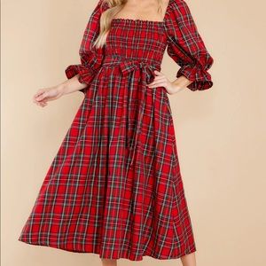 *Never Worn* Red Dress Everyday Cheer Red Plaid Maxi Dress